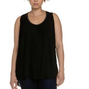 Plus Size Pleat Front Studded Top